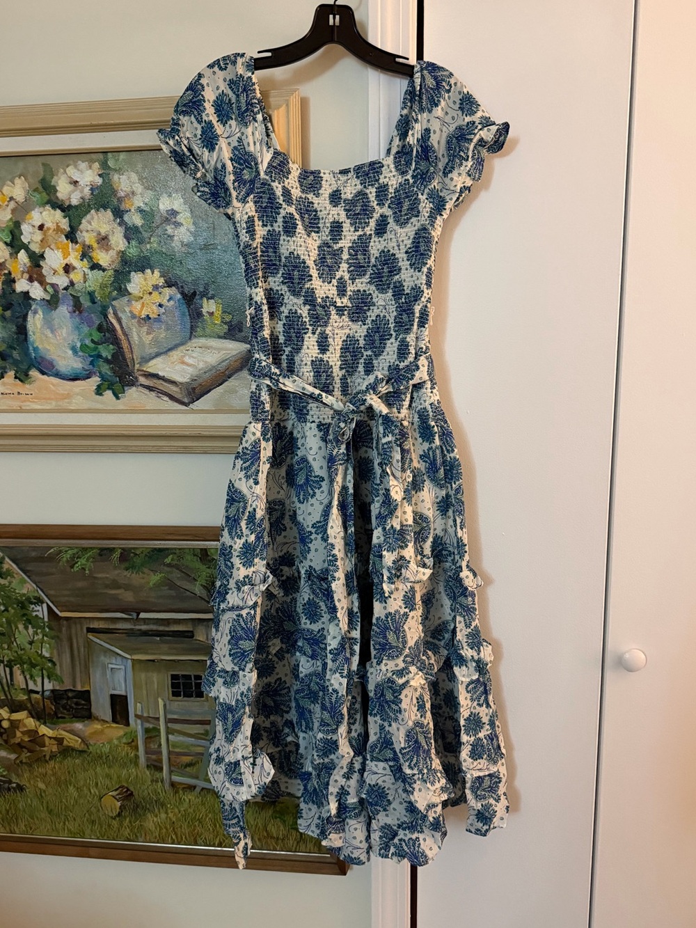 J. Crew Blue and White Floral Midi Dress